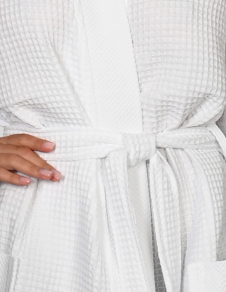Peignoir court nid d'abeille col piqué de coton 210gr/m² SPA, Peign...