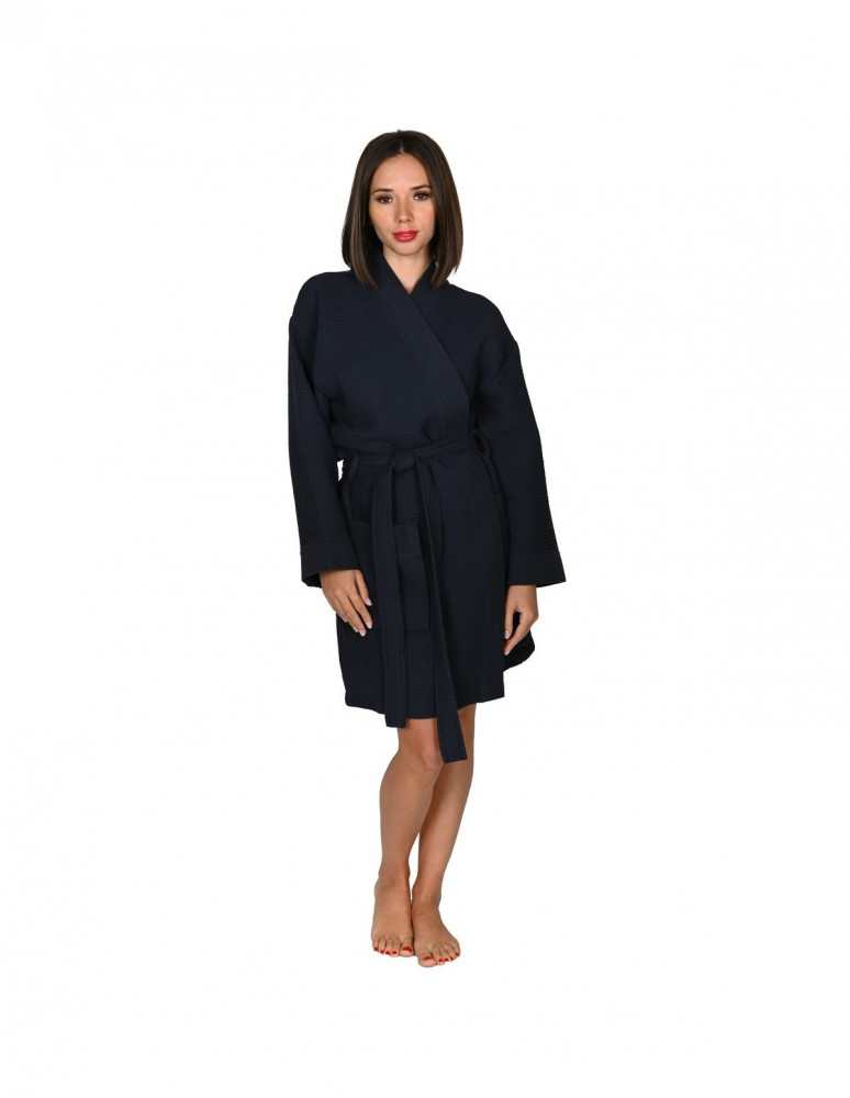 Peignoir court nid d'abeille col piqué de coton 210gr/m² SPA, Peign...