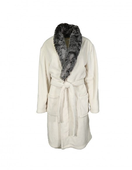 Peignoir col châle fausse fourrure DUCHESSE