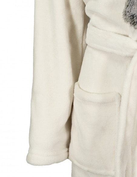 Peignoir col châle fausse fourrure DUCHESSE