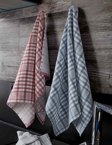 Lot de 3 Torchons, une face éponge 50x70cm TEKSADA COUNTRY, Torchons