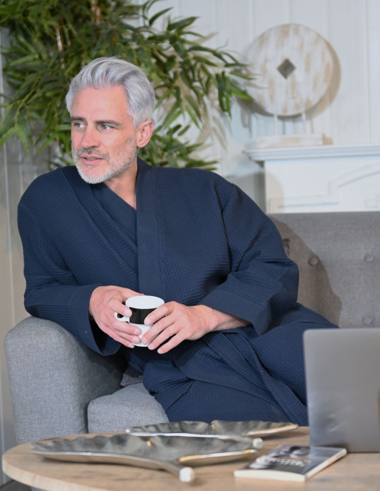 Peignoir long nid d'abeille col piqué de coton 210gr/m² SPA, Peigno... 2