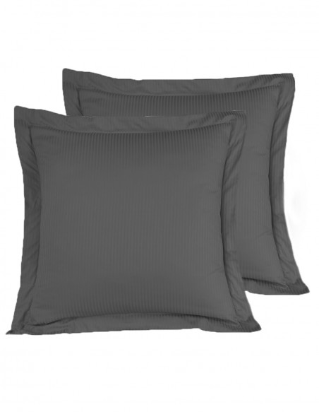 Lot de 2 Taies d'oreiller Rayées Satin de Coton 120 fils/cm² VERSAI...