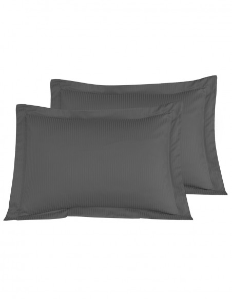 Lot de 2 Taies d'oreiller Rayées Satin de Coton 120 fils/cm² VERSAI...