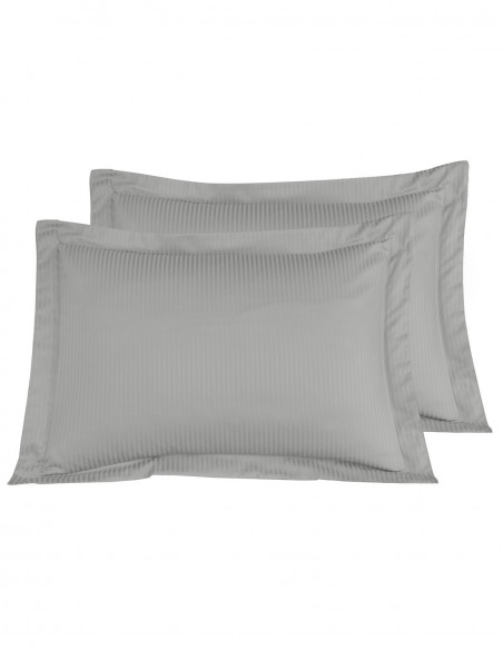 Lot de 2 Taies d'oreiller Rayées Satin de Coton 120 fils/cm² VERSAI...