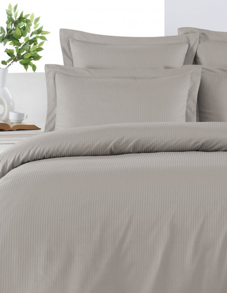 Housse de Couette Satin de Coton 120 fils/cm² rayée réversible unie...