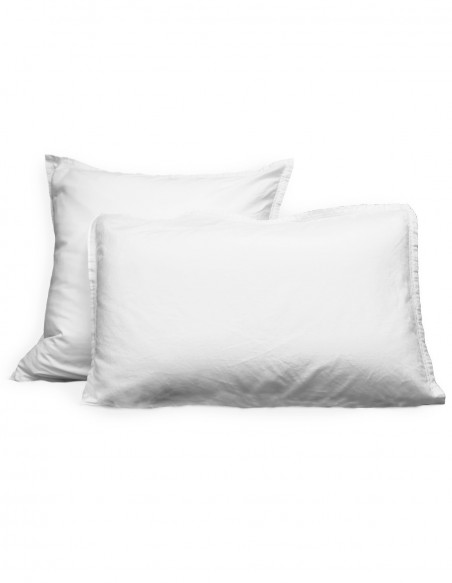 Lot de 2 Taies d'Oreiller en Coton Lavé Biologique ORGANIKA, Taies ...