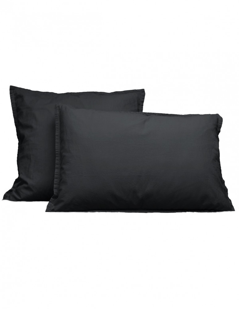 Lot de 2 Taies d'Oreiller en Coton Lavé Biologique ORGANIKA, Taies ...