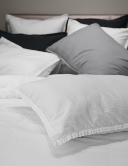 Lot de 2 Taies d'Oreiller en Coton Lavé Biologique ORGANIKA, Taies ...