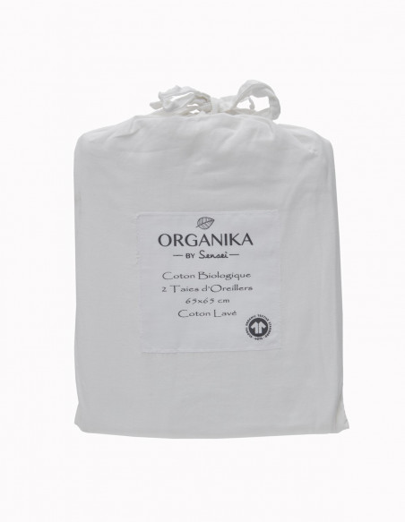 Lot de 2 Taies d'Oreiller en Coton Lavé Biologique ORGANIKA, Taies ...