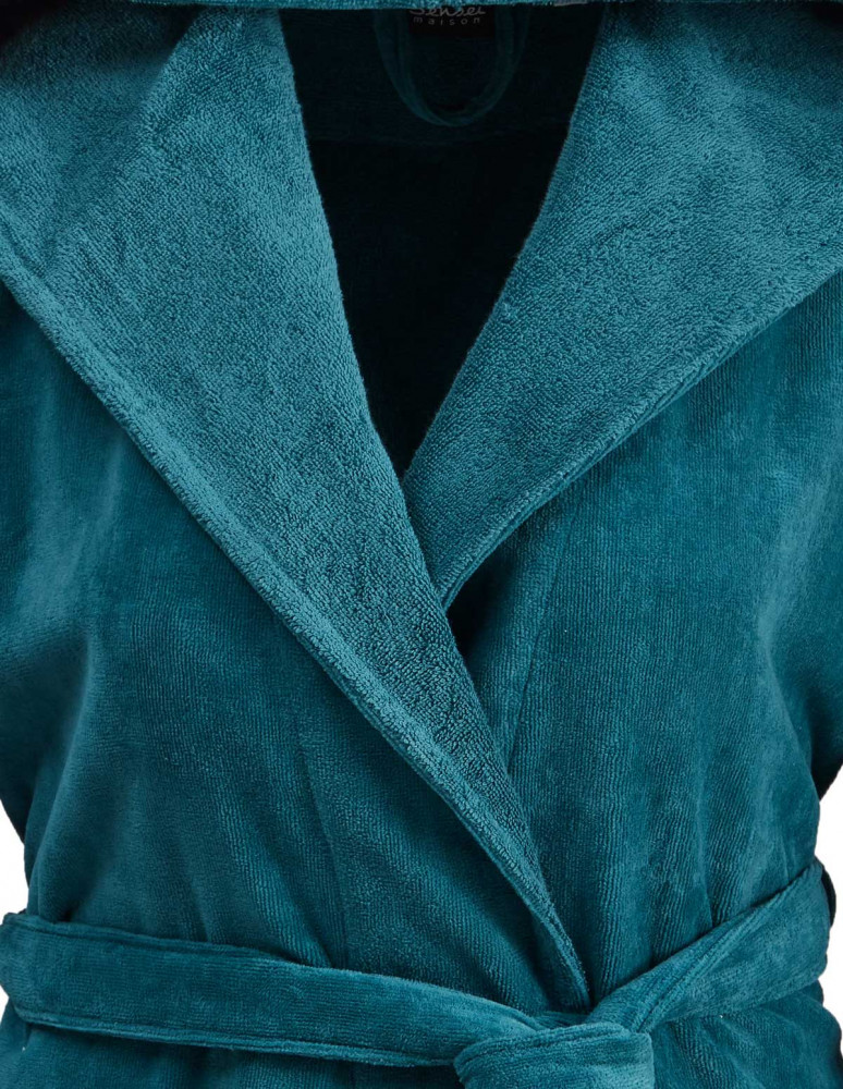 Peignoir court à capuche velours...