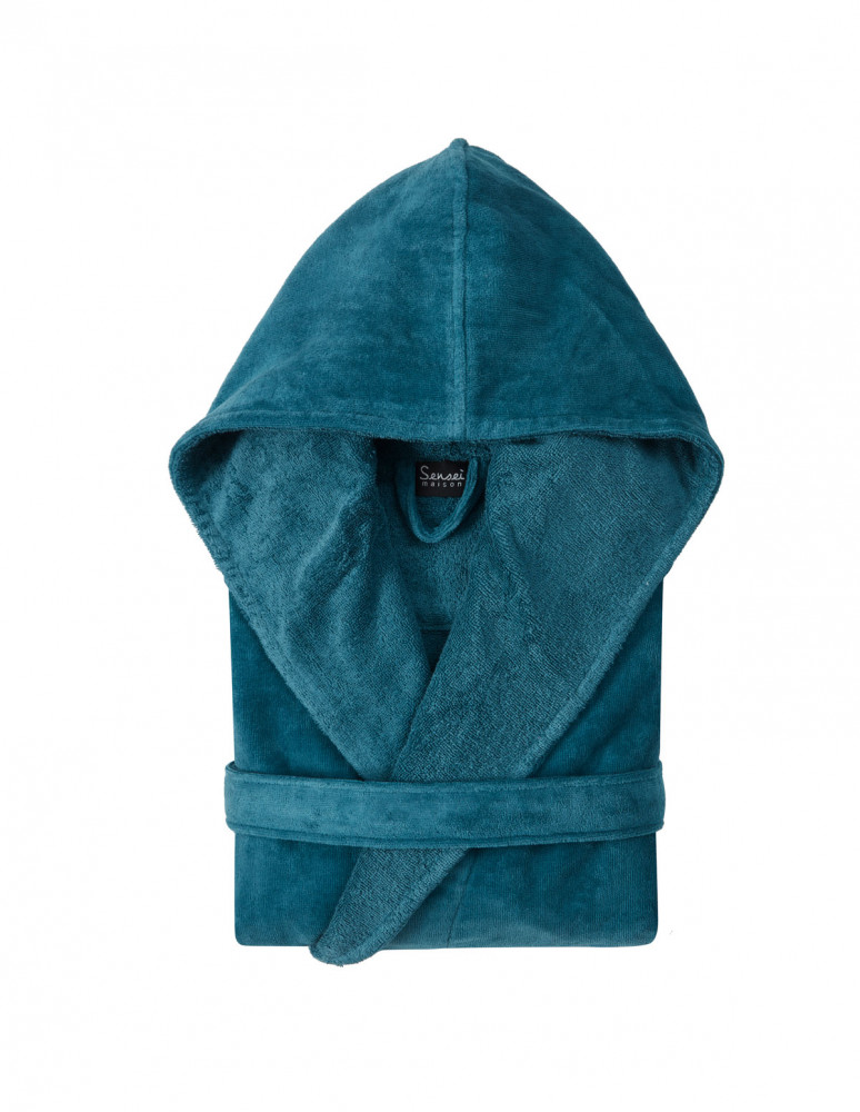 Peignoir court à capuche velours...