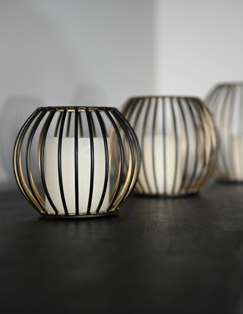 Photophore métal rond 18x17 cm KEMI GOLD