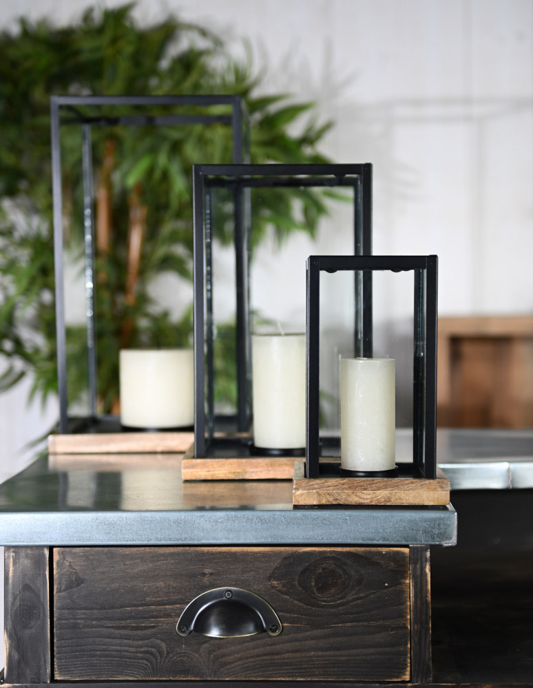 Photophore en métal et verre 20x11 cm...