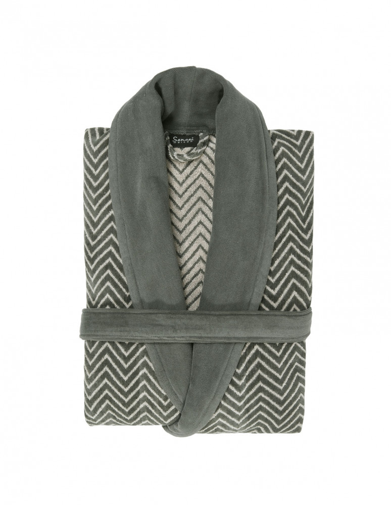 Peignoir col châle velours 420 g/m²...