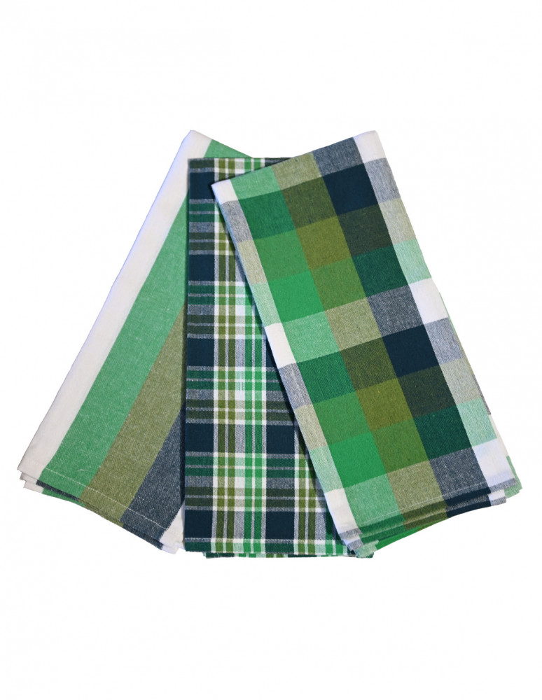 3 torchons coton assortis GLASGOW