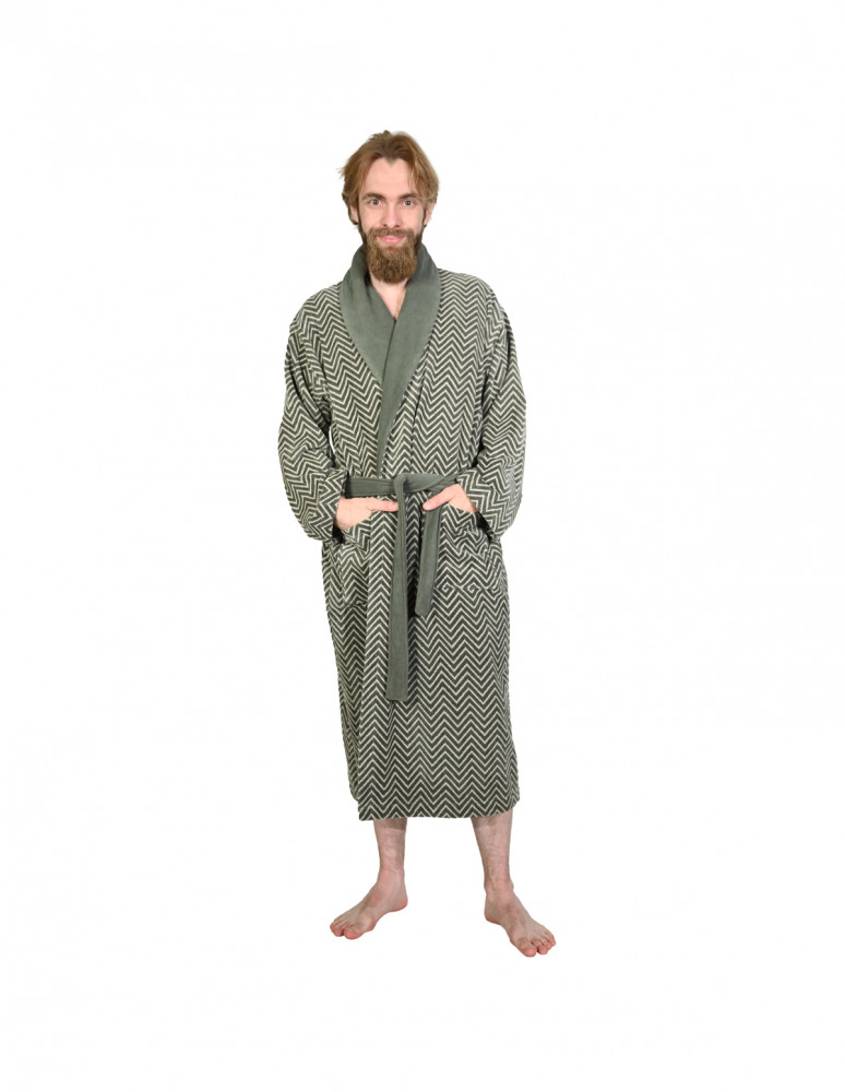 Peignoir col châle velours 420 g/m²...