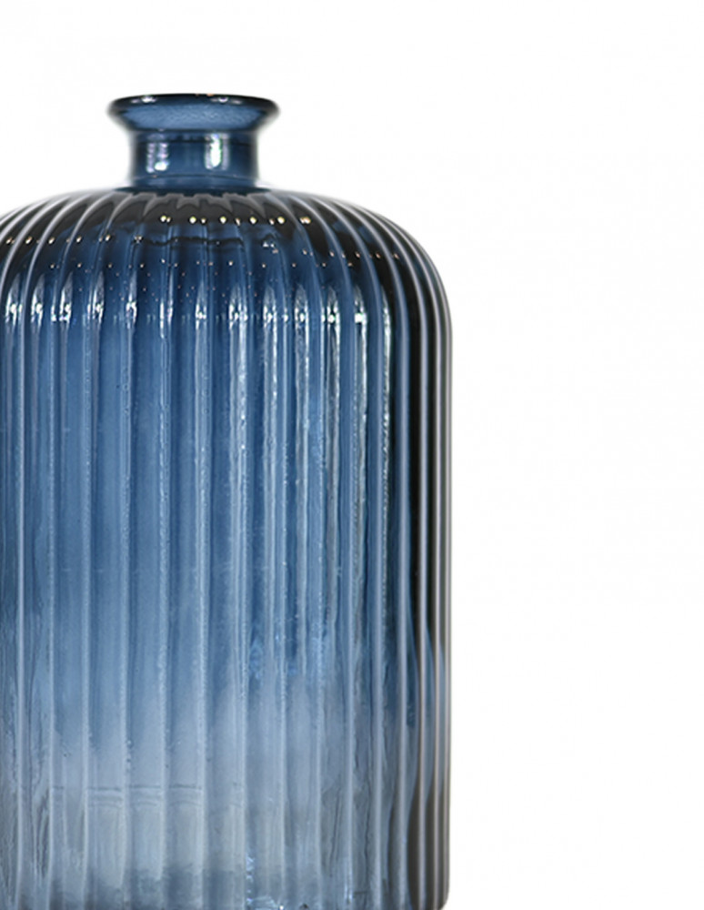 Vase en verre recyclé strié h 23 cm...