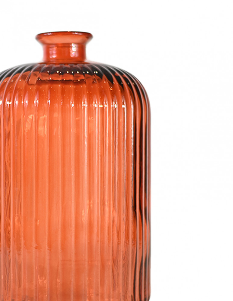 Vase en verre recyclé strié h 23 cm...