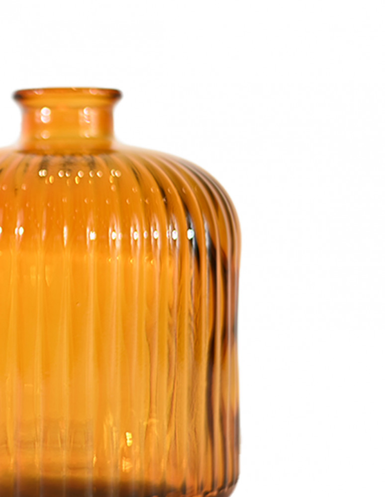 Vase en verre recyclé strié h 18 cm...