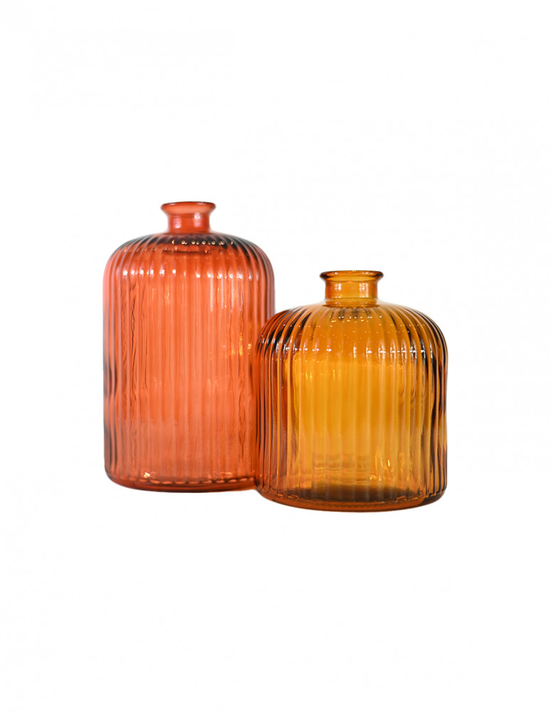 Vase en verre recyclé strié h 18 cm...