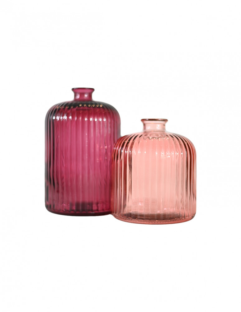 Vase en verre recyclé strié h 18 cm...