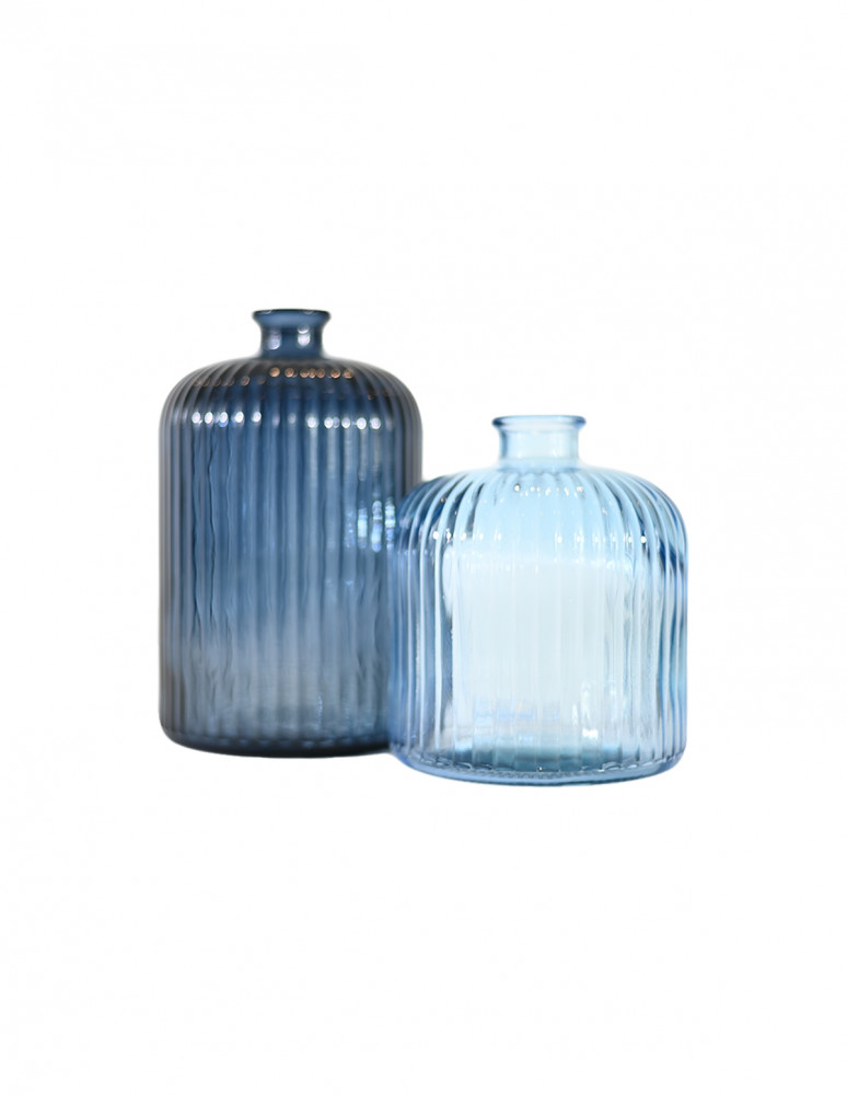 Vase en verre recyclé strié h 18 cm...