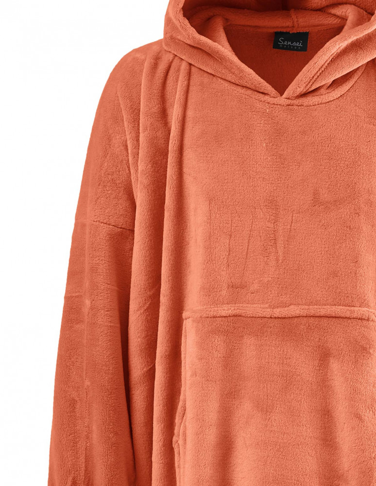 Poncho polaire à capuche doux & chaud...