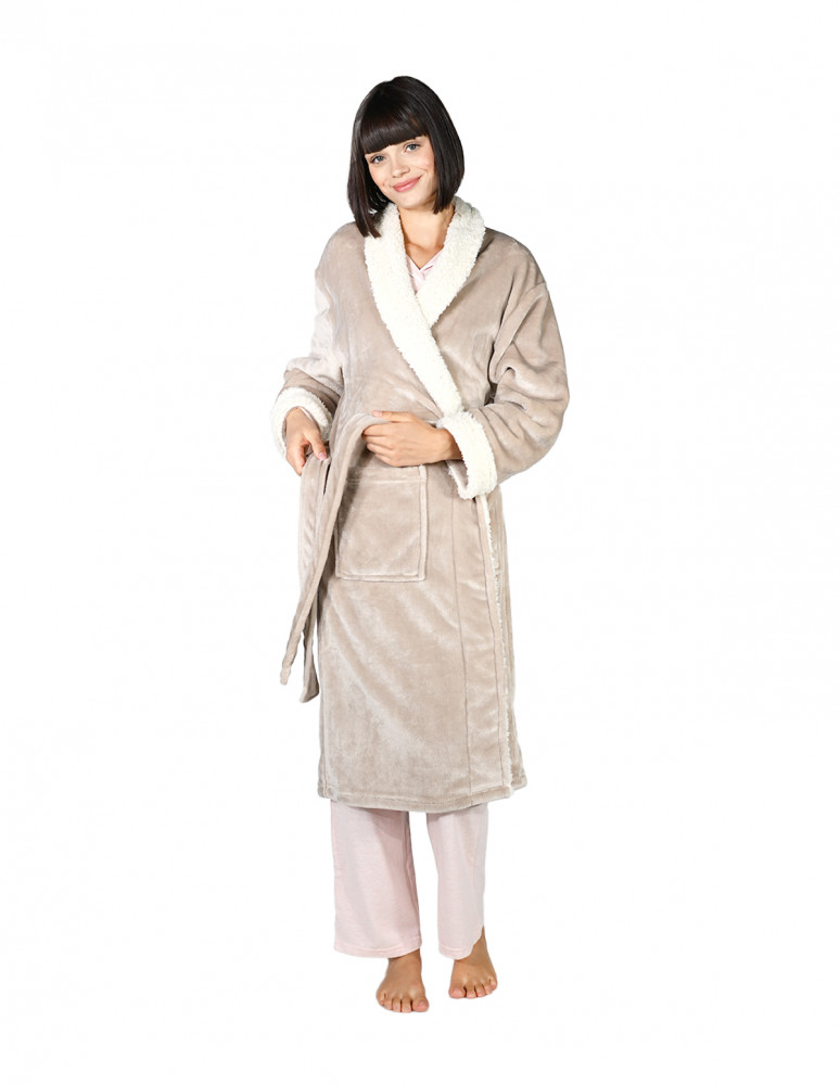 Peignoir polaire mixte col châle...