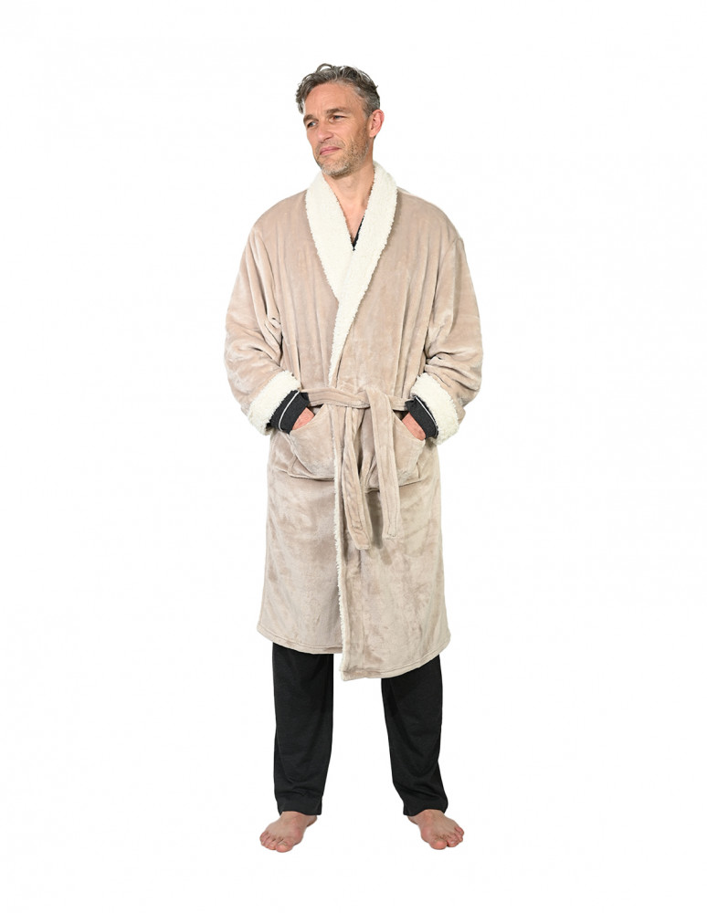 Peignoir polaire mixte col châle...