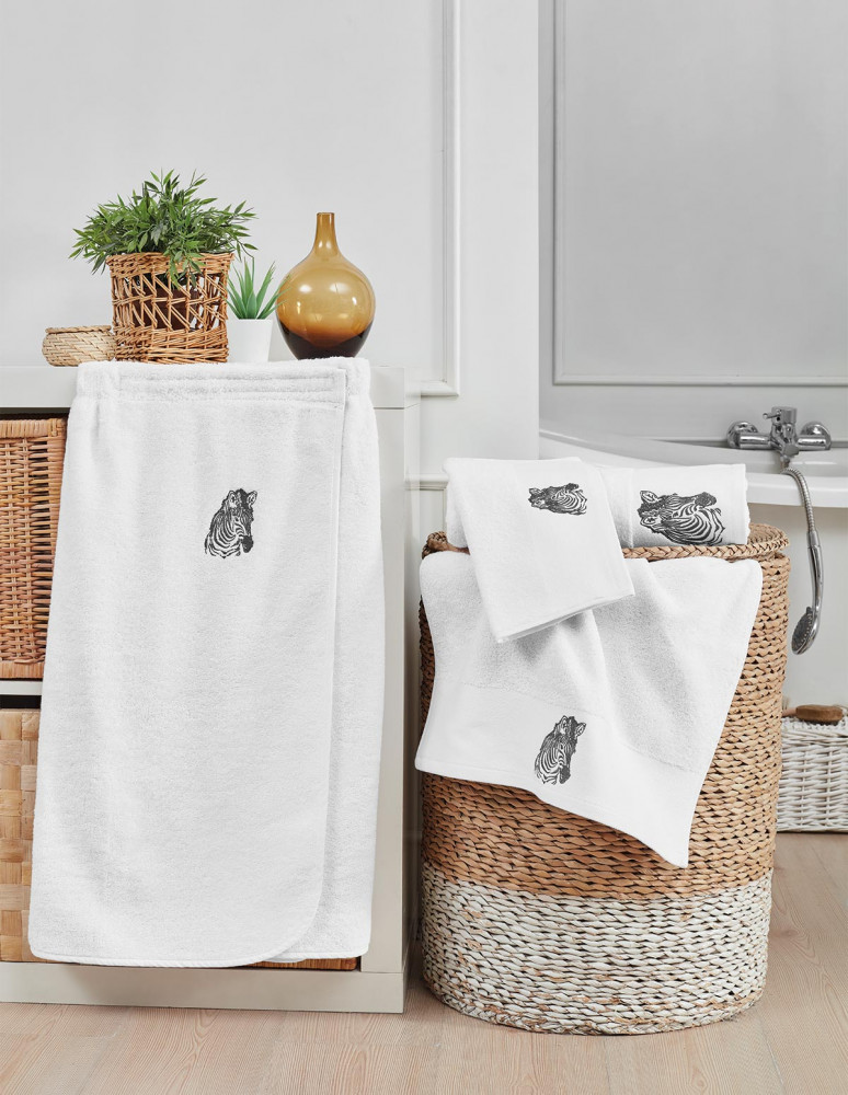 Lot de 3 serviettes invité ZEBRA