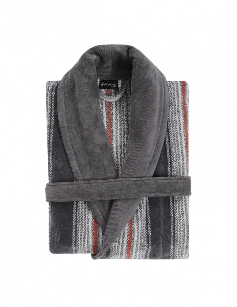 Peignoir col châle velours 420 g/m²...