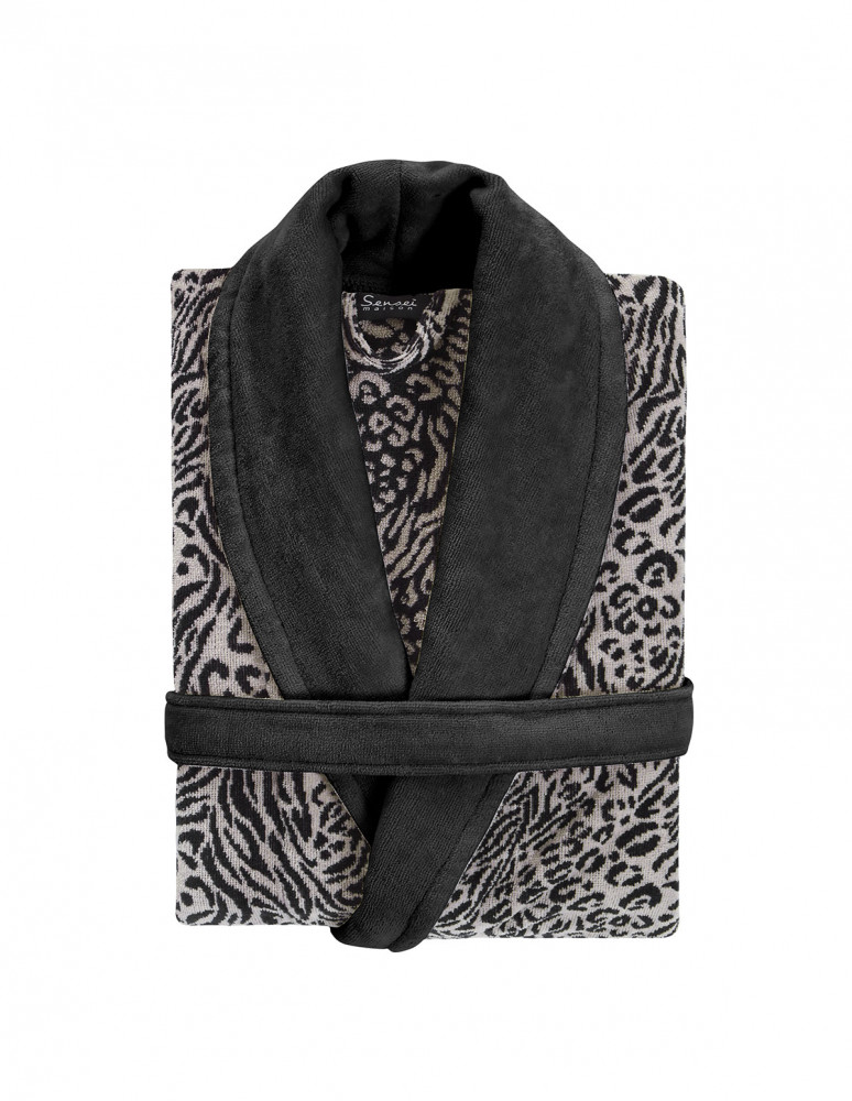 Peignoir col châle velours 420 g/m²...