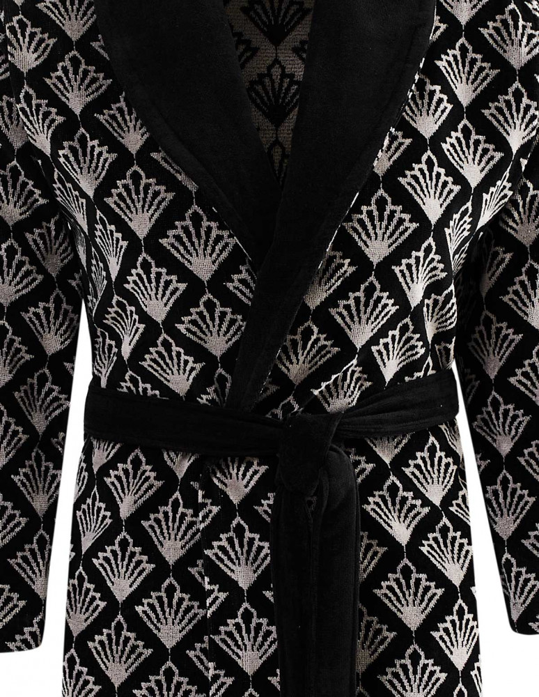 Peignoir col châle velours mi-long...