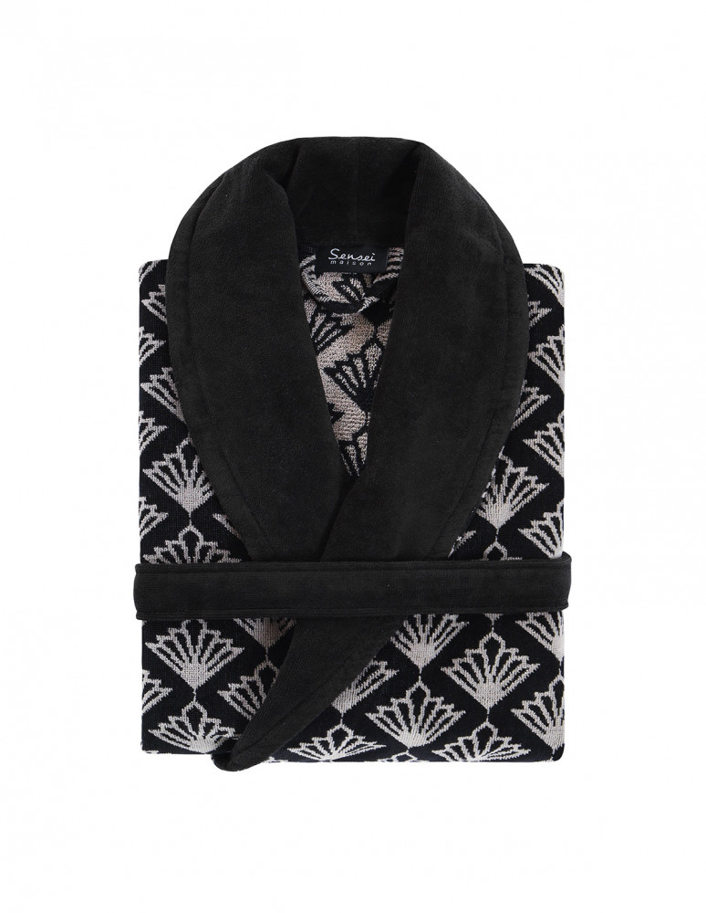 Peignoir col châle velours mi-long...