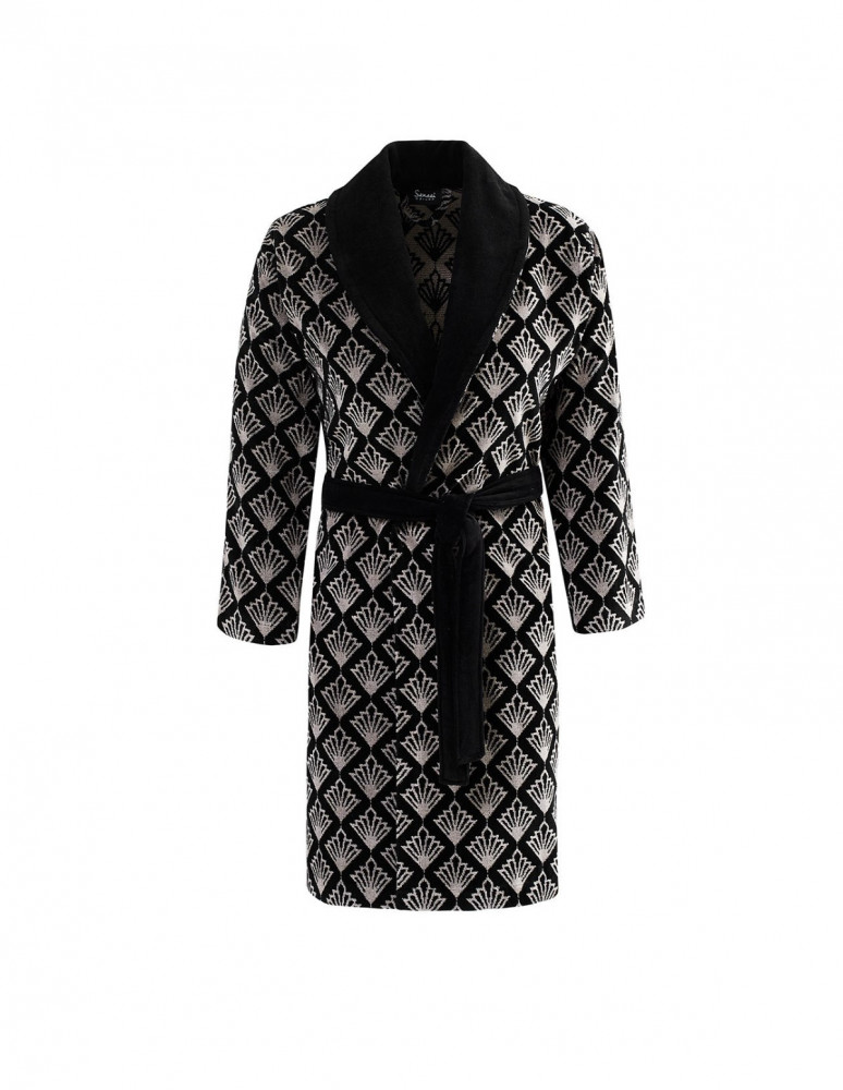 Peignoir col châle velours mi-long...