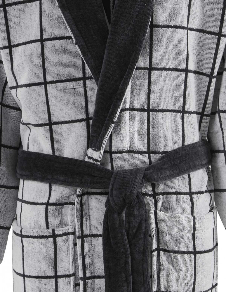 Peignoir col châle velours CHECK