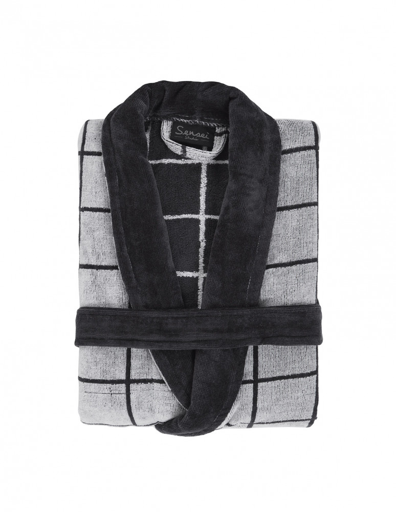 Peignoir col châle velours CHECK