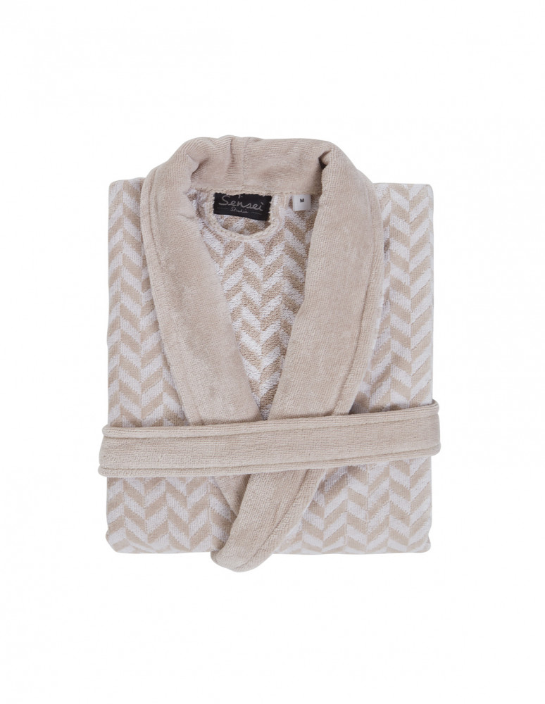 Peignoir col châle velours CHEVRON