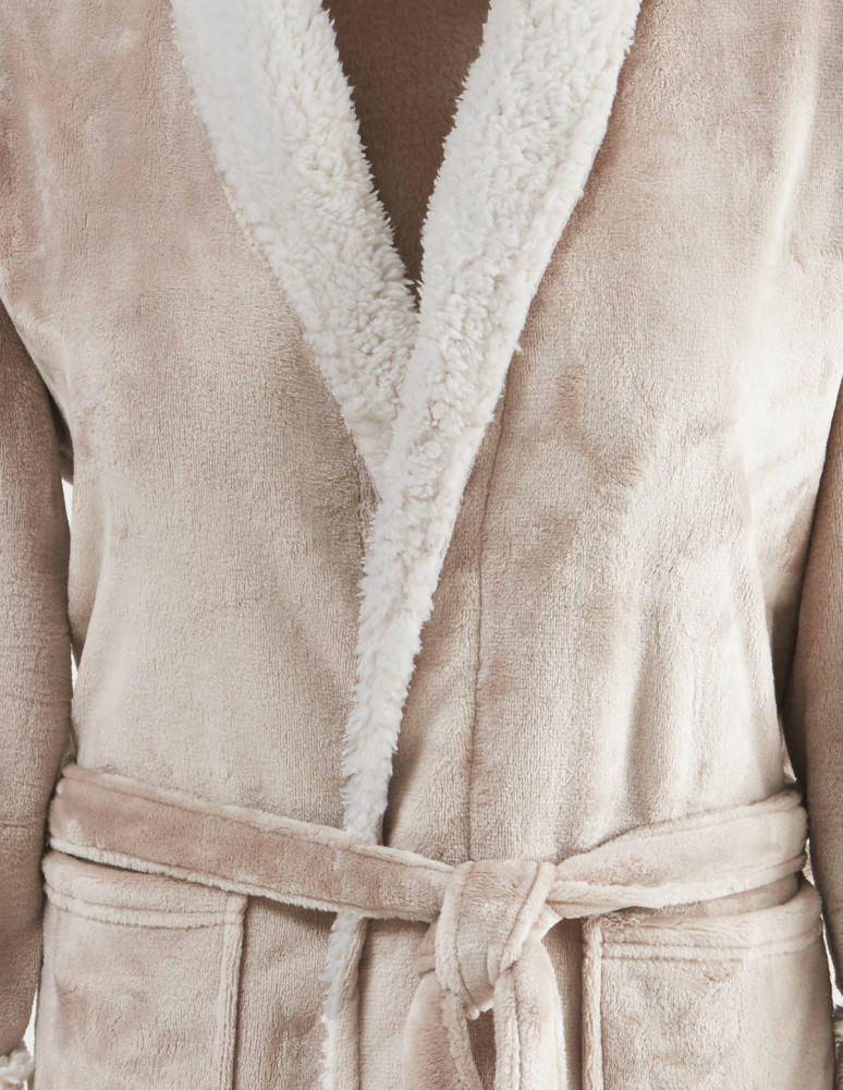 Peignoir polaire mixte col châle...