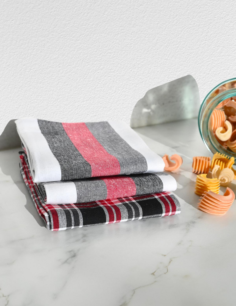 3 torchons coton assortis GLASGOW