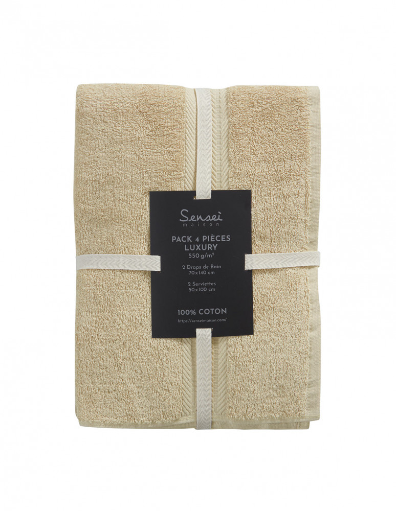 Ensemble de bain 4 pièces (2 draps de...