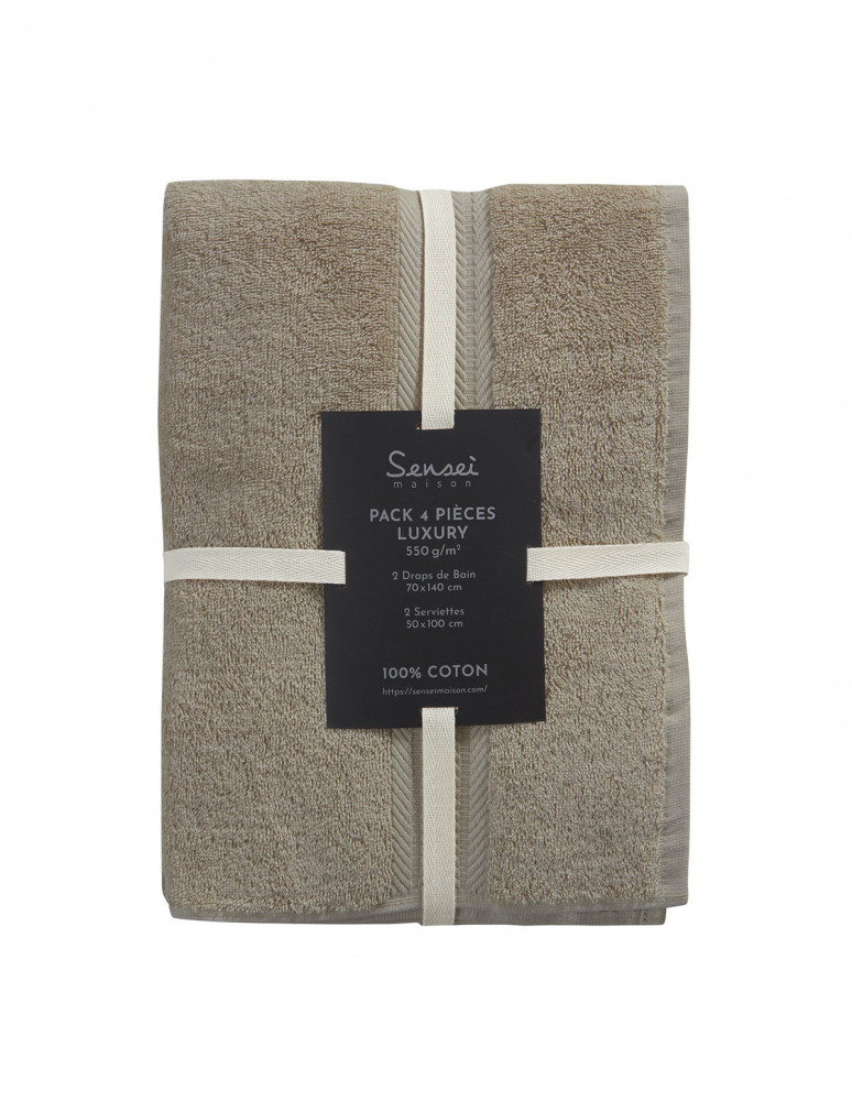 Ensemble de bain 4 pièces (2 draps de...