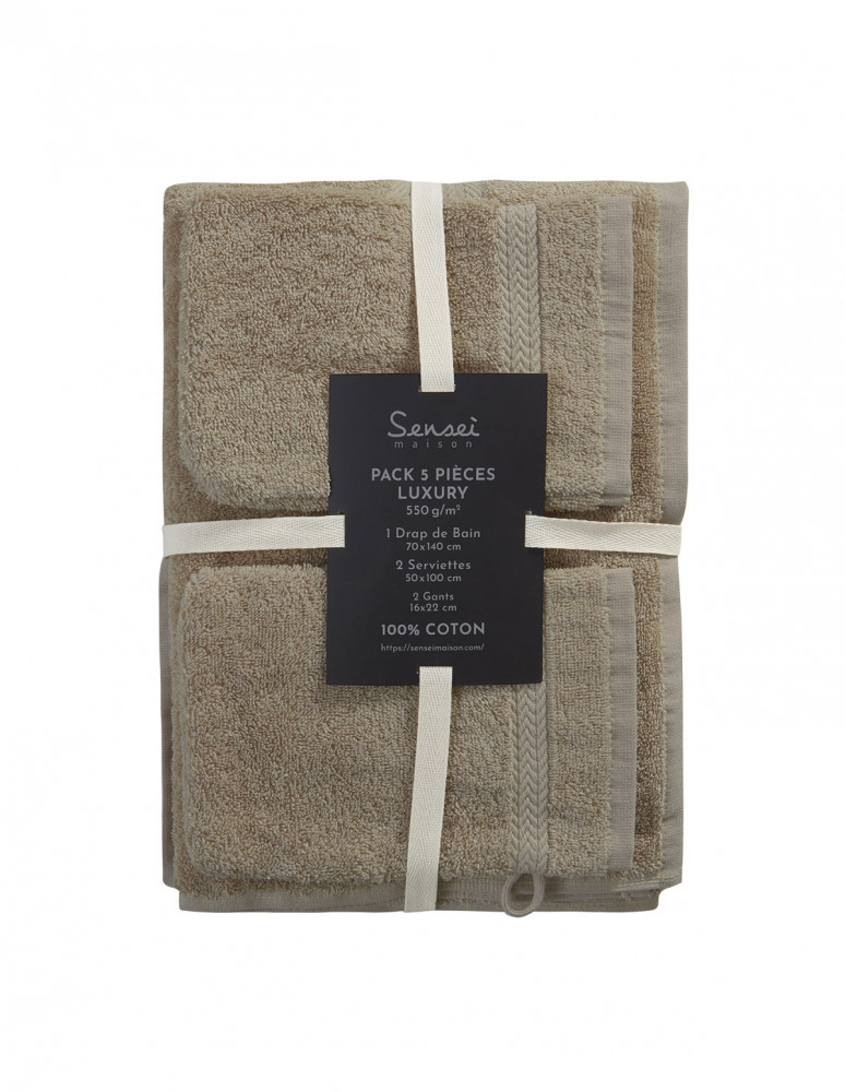 Ensemble de bain 5 pièces (1 drap de...