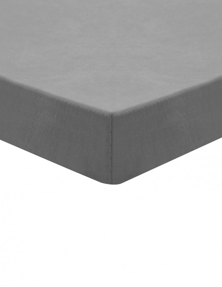 Drap housse en coton lavé biologique...