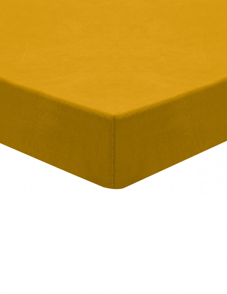 Drap housse en coton lavé biologique...