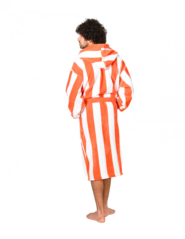 Peignoir adulte mixte rayé velours...
