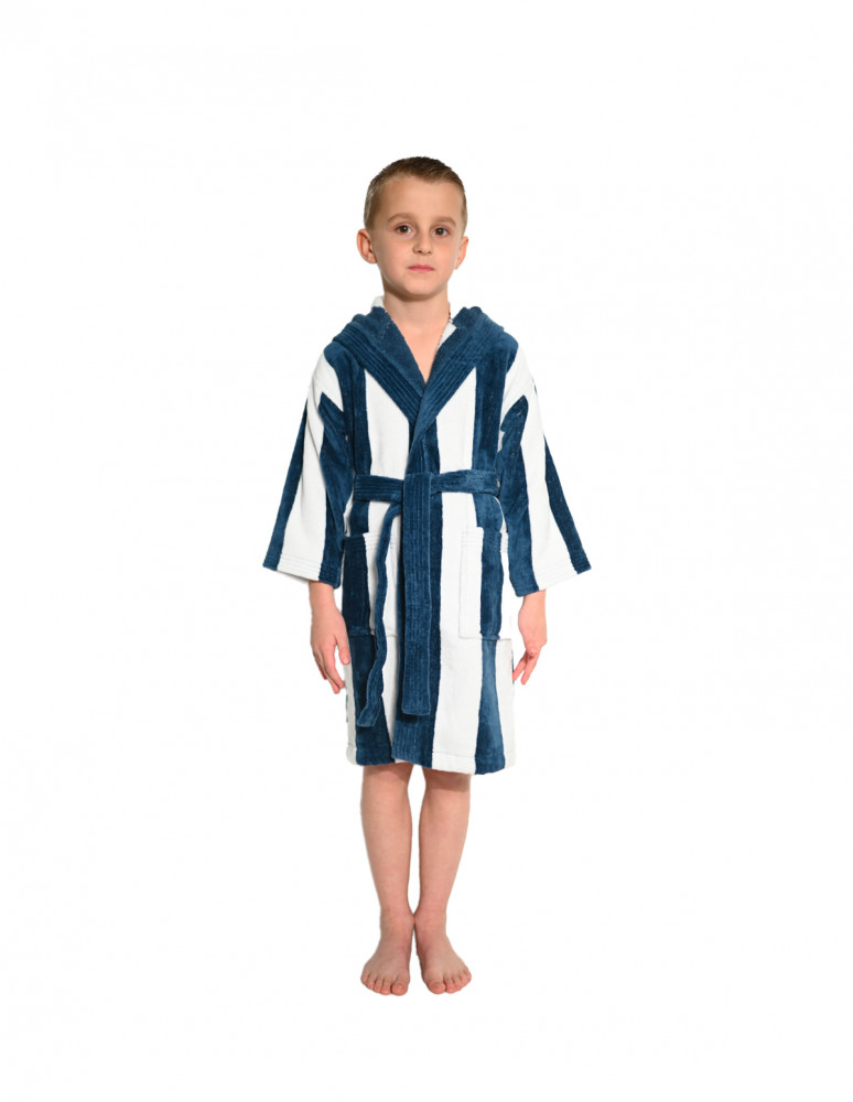 Peignoir enfant à capuche rayé...