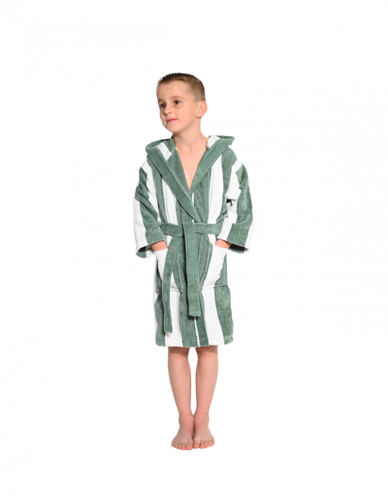 Peignoir enfant à capuche rayé...
