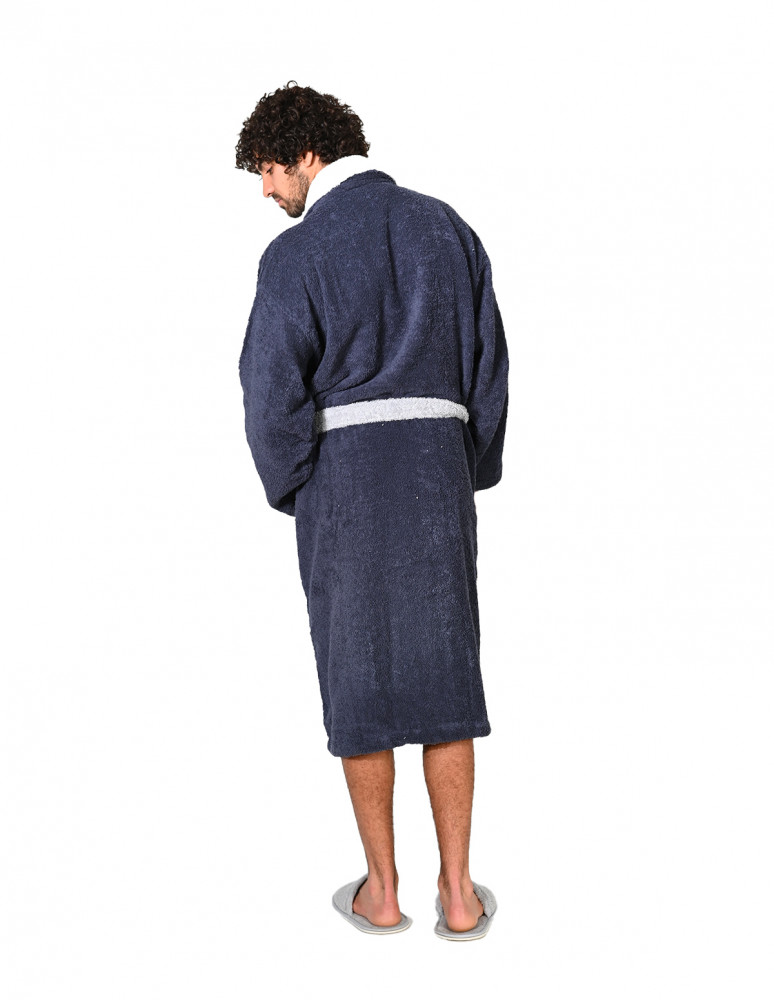 Peignoir  mixte col châle bicolore...